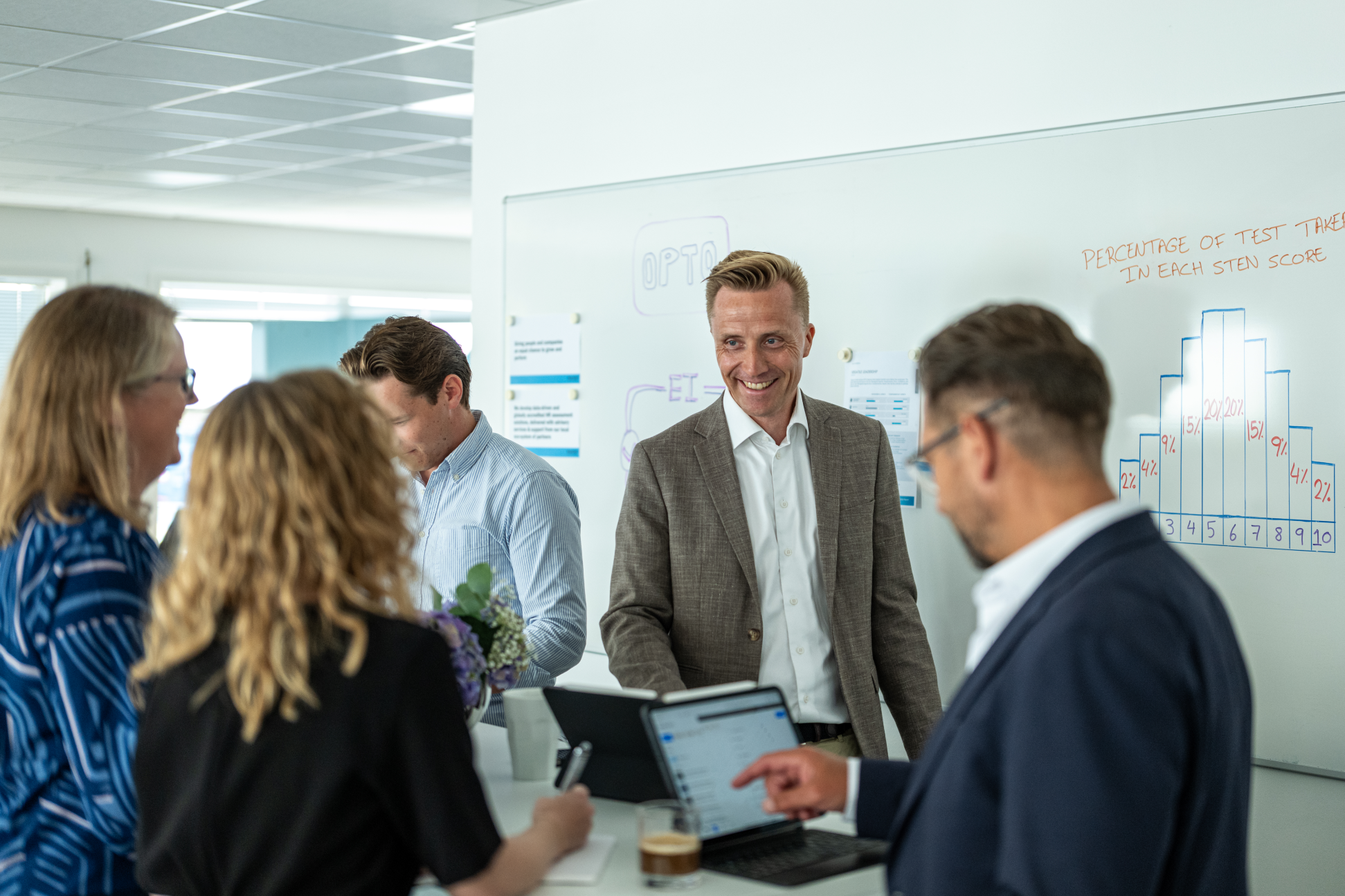 Master gruppebillede foran whiteboard